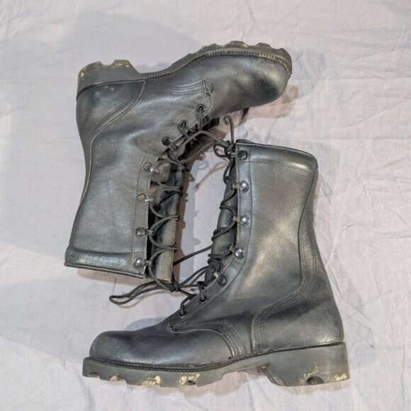 Black Leather Military Combat Lace Up Boots Size 4.5 - Picture 5 of 11